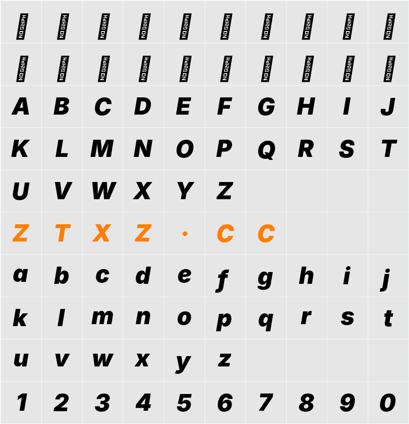 Inter Black 字体映射图