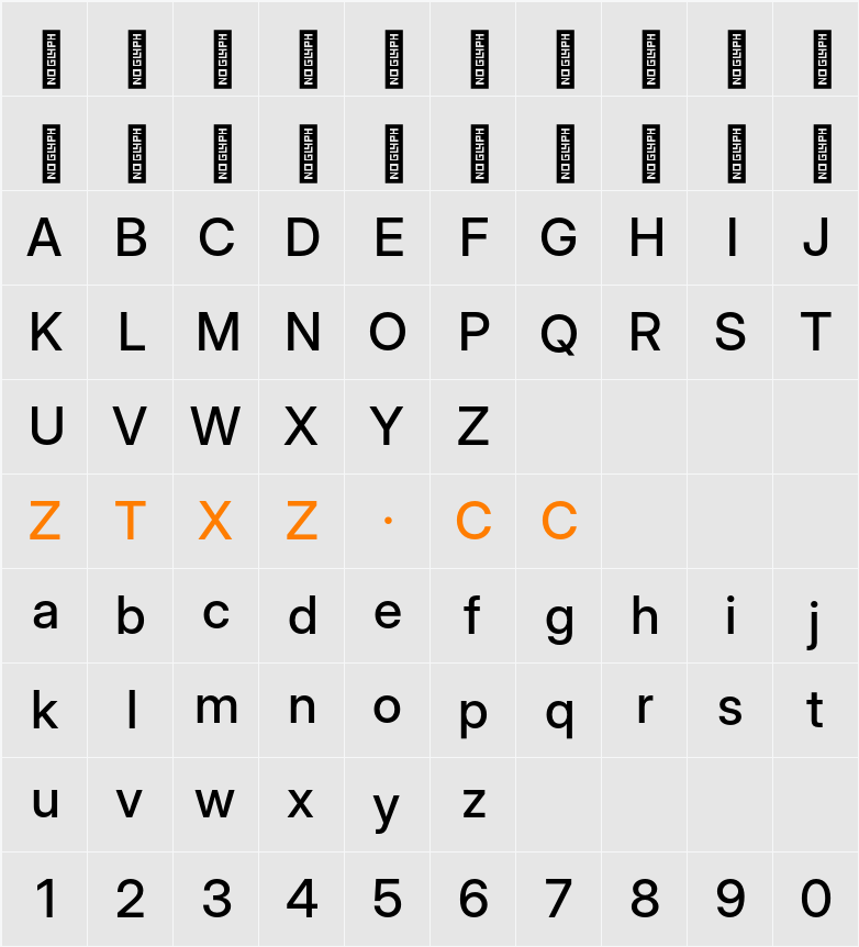 Inter Display Medium 字体映射图