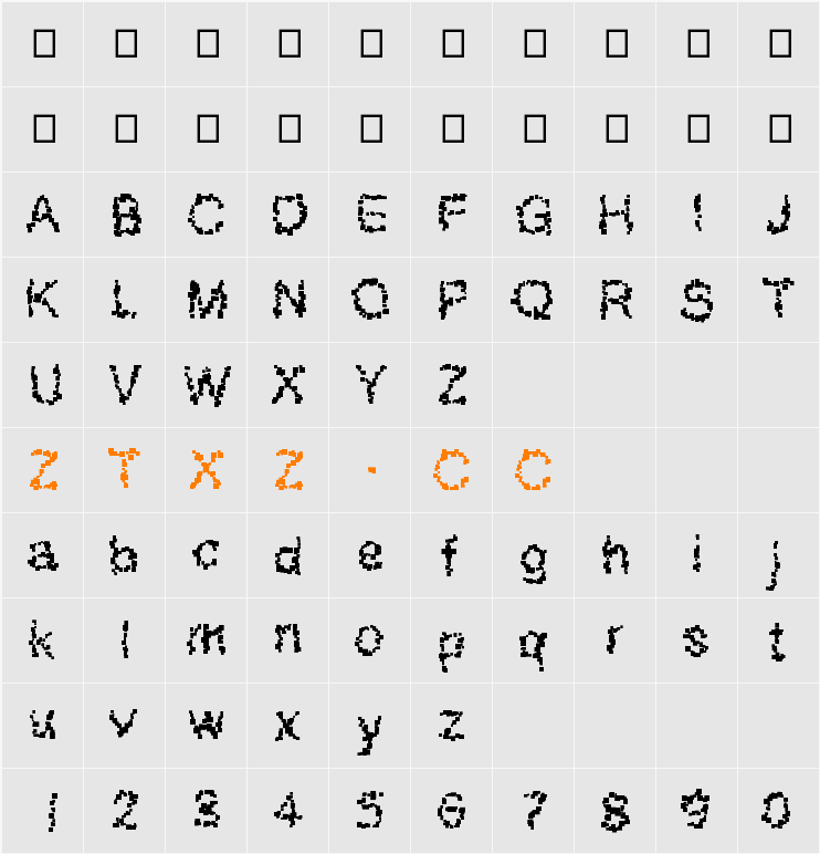 XC Robot Medium 字体映射图