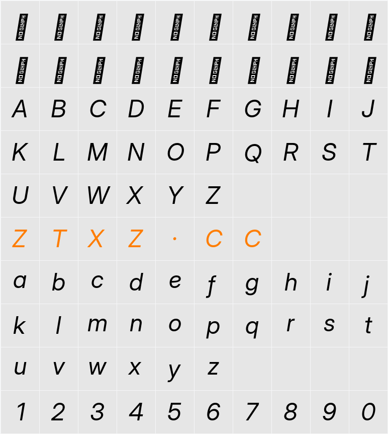 Inter Display 字体映射图