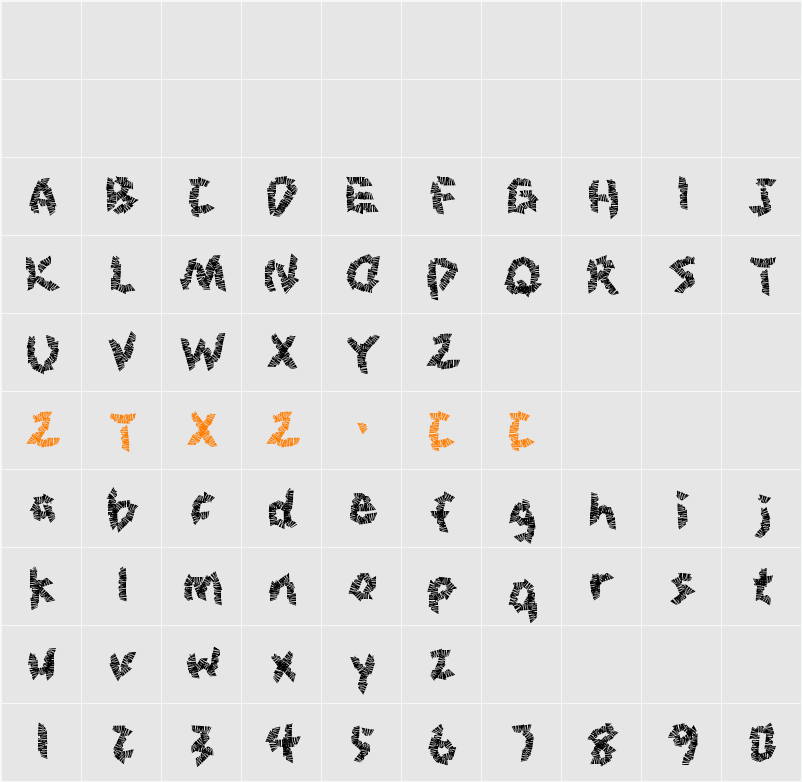XC Rough Cut 字体映射图