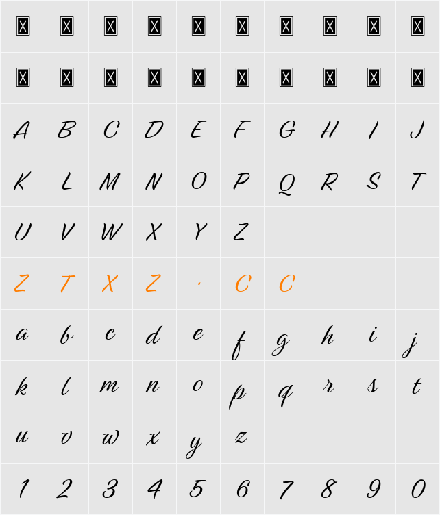 Birthstone 字体映射图
