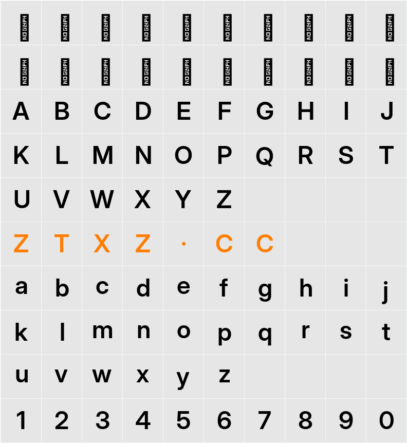 Inter Display SemiBold 字体映射图